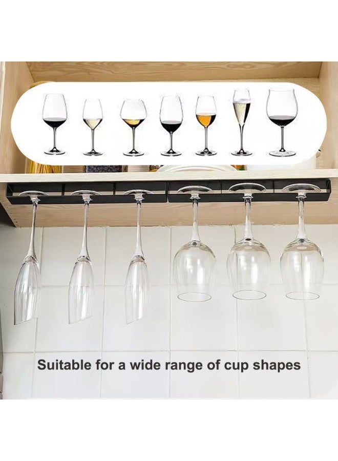 Wine Glass Holder - Punch-free Wine Glasses Holder Under Cabinet, Hanging Stemware Rack, for Bar Under Cabinet Wine Glass Holder self-adhesive (Excluding Cups) (2 Pack-Black-B) - Image 5